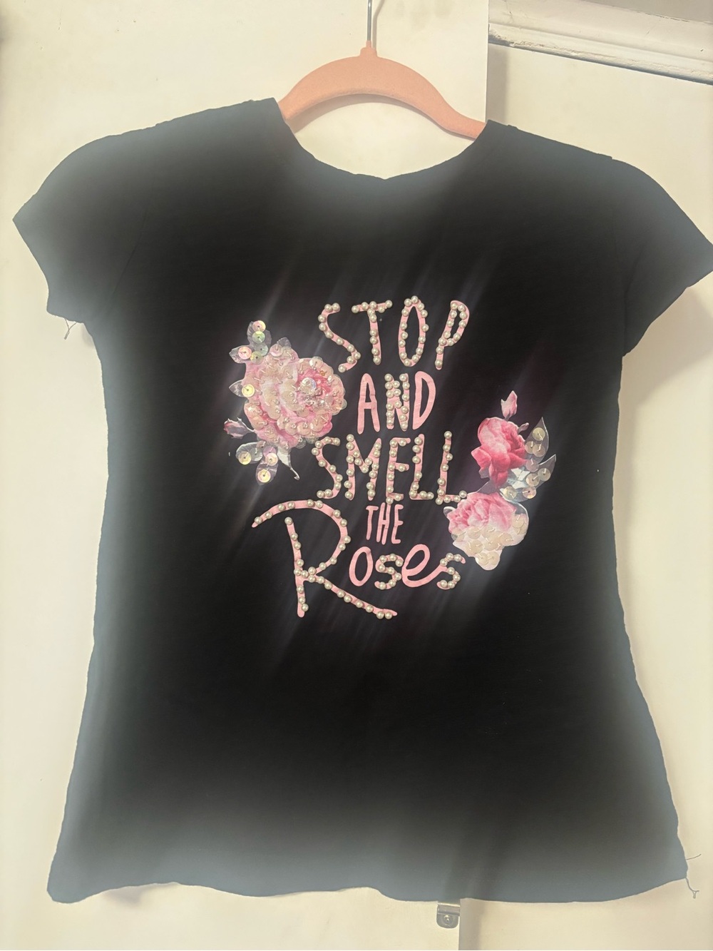 Black Women's Graphic Tee - "Stop and Smell the Roses"